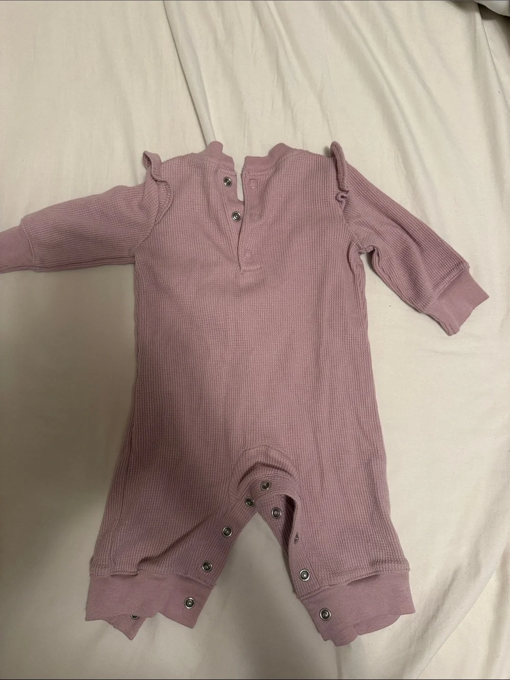 Carter's Mauve Ruffle-Shoulder Waffle One-Piece